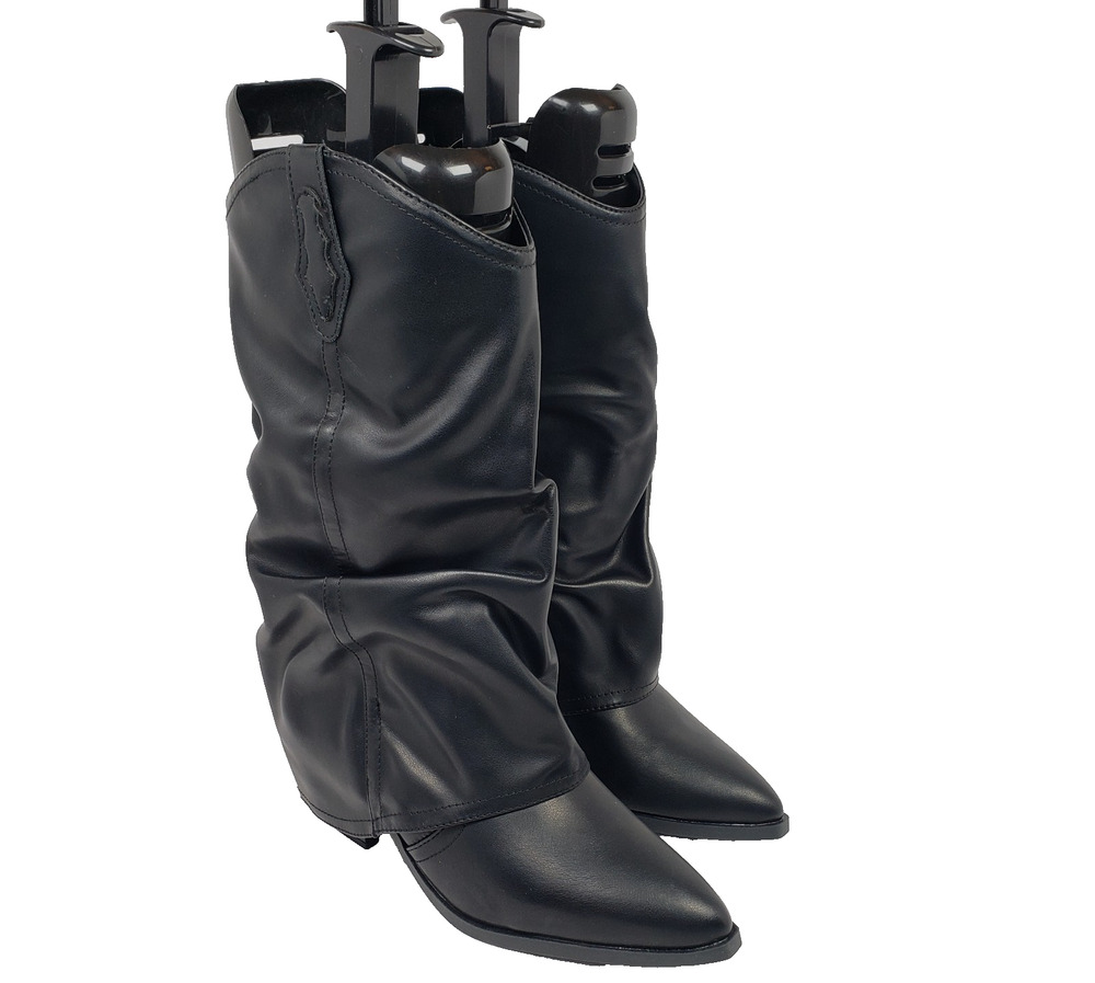 Bamboo Mindful-22 Womens Size 10 Black Fashion Slouchy 2.5" Heel Western Boots